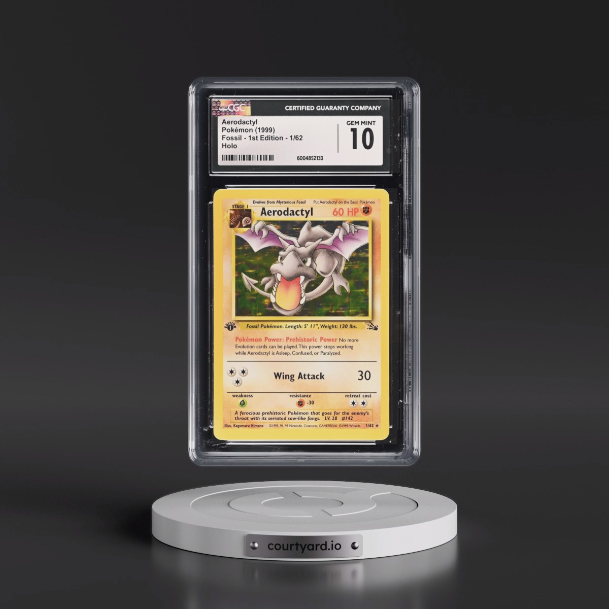 1999 Fossil #1/62 Aerodactyl - 1st Edition Holo (CGC 10 GEM MINT)