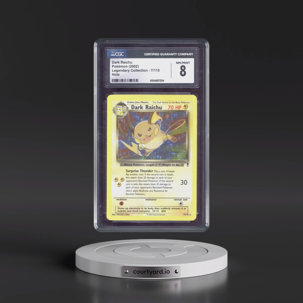 2002 Legendary Collection #7/110 Dark Raichu - Holo (CGC 8 NM-MT)