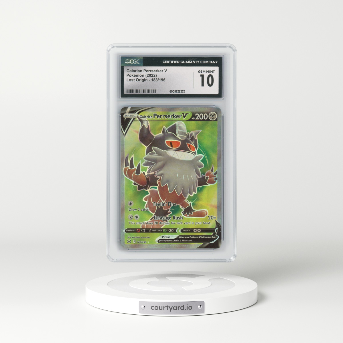 2022 Lost Origin #183/196 Galarian Perrserker V - Holo (CGC 10 GEM MINT)