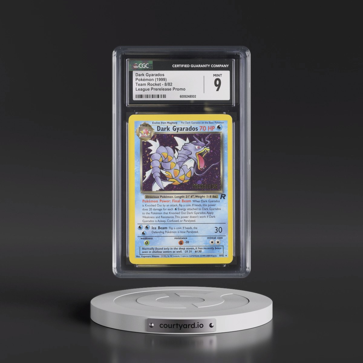 1999 Team Rocket #8/82 Dark Gyarados - League Prerelease Promo (Holo) (CGC 8.5 NM-MT+)
