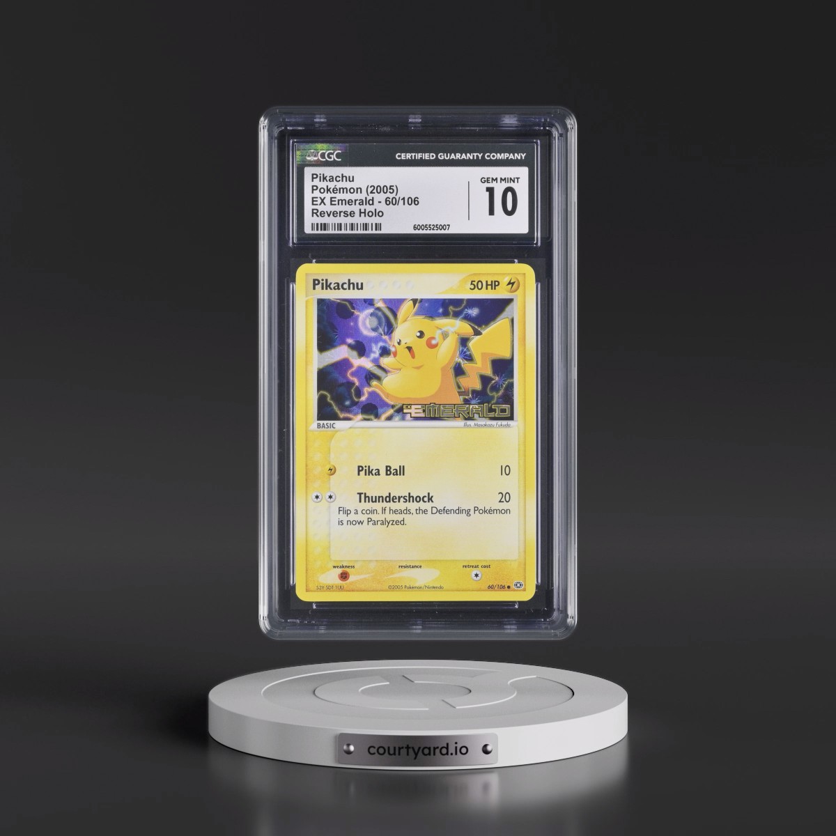 2005 EX Emerald #60/106 Pikachu - Reverse Holo (CGC 10 GEM MINT)