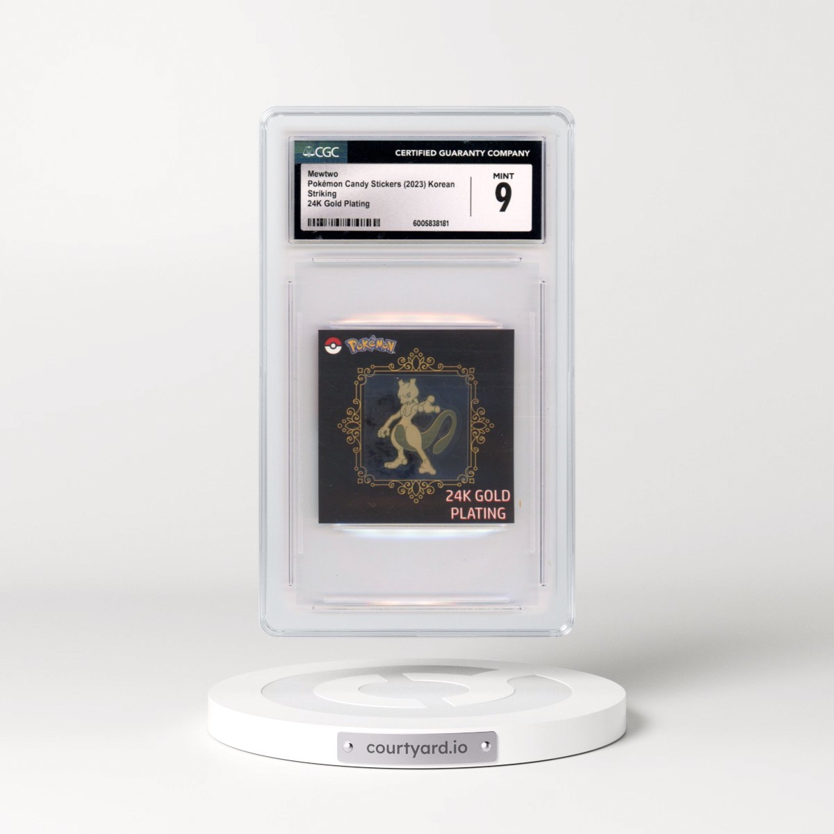 2023 Pokémon Popping Candy Stickers (2023 Striking) - Korean Mewtwo - 24K Gold Plating (CGC 9 MINT)