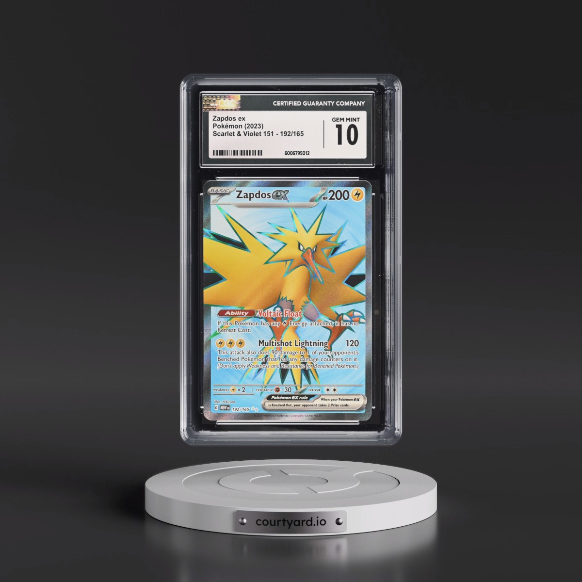 2023 Scarlet & Violet 151 - MEW EN #192/165 Zapdos ex - Ultra Rare Holo (CGC 10 GEM MINT)