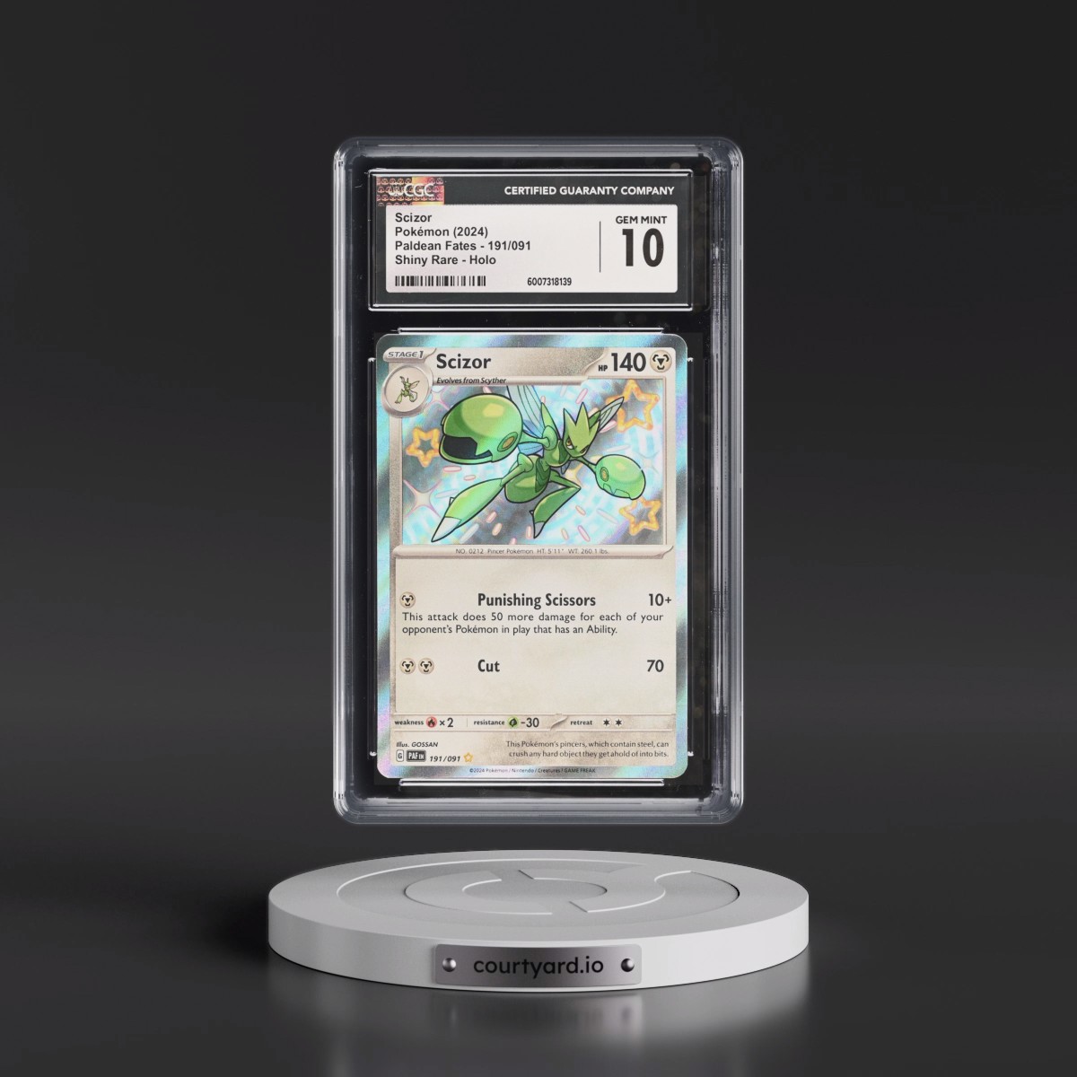2024 Paldean Fates - PAF EN #191/091 Scizor - Shiny Rare Holo (CGC 10 GEM MINT)
