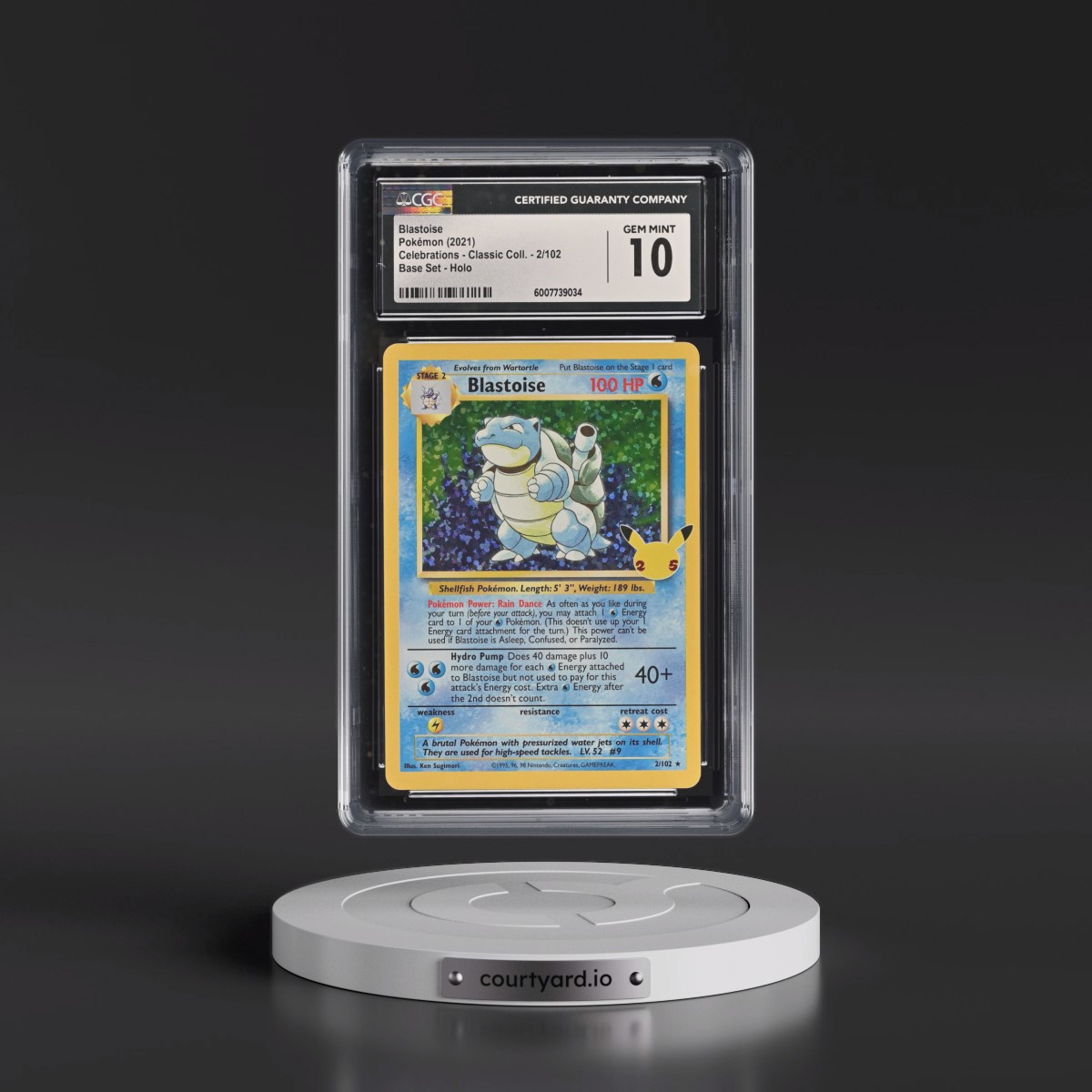 2021 Celebrations - Classic Collection #2/102 Blastoise - Base Set Holo (CGC 10 GEM MINT)