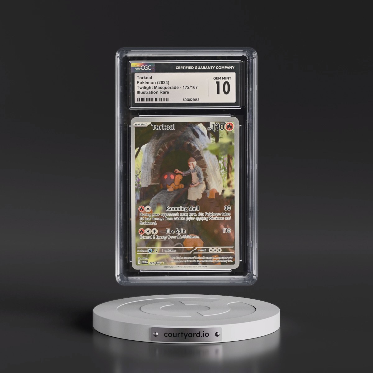 2024 Twilight Masquerade - TWM EN #172/167 Torkoal - Illustration Rare Holo (CGC 10 GEM MINT)