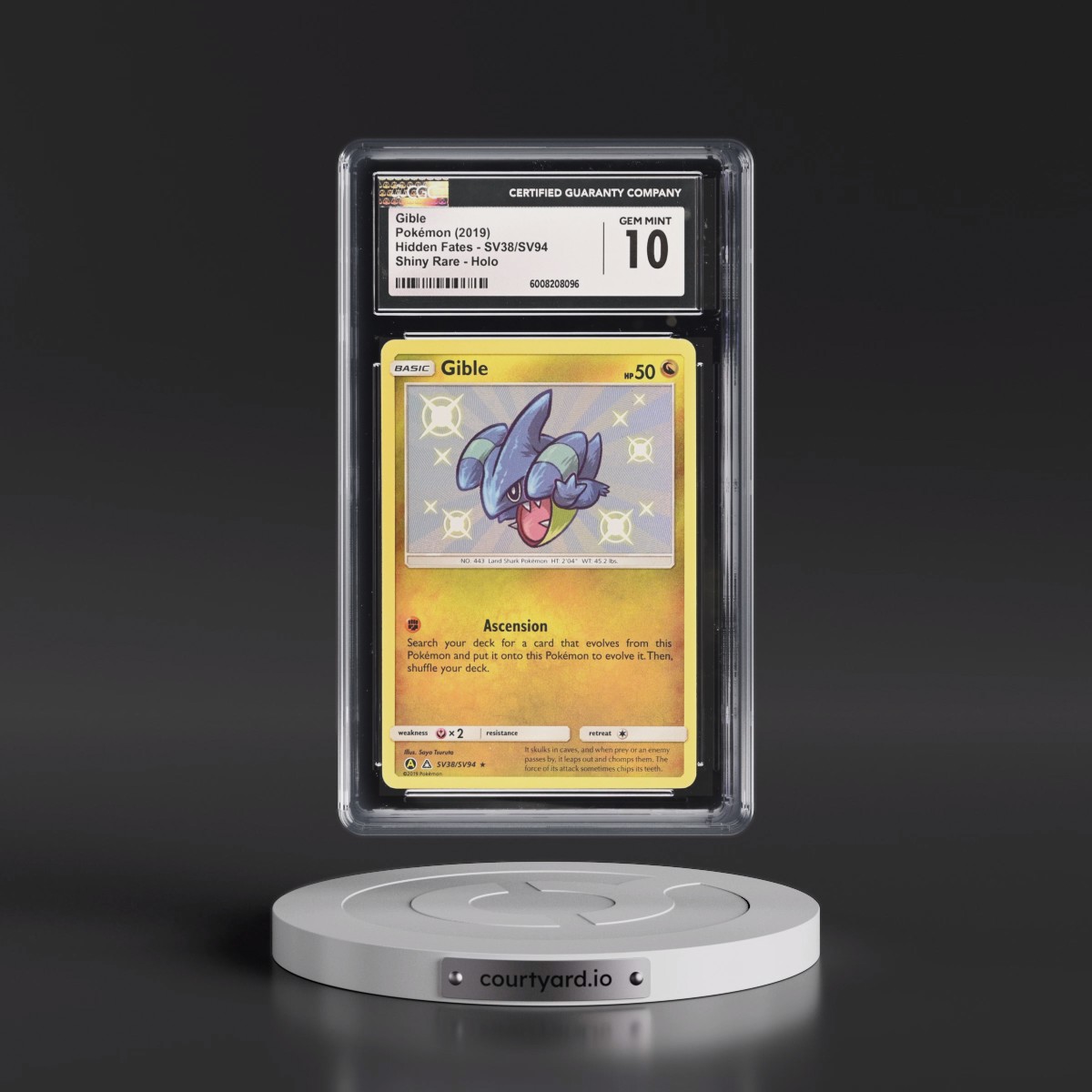 2019 Hidden Fates #SV38/SV94 Gible - Shiny Vault Holo (CGC 10 GEM MINT)
