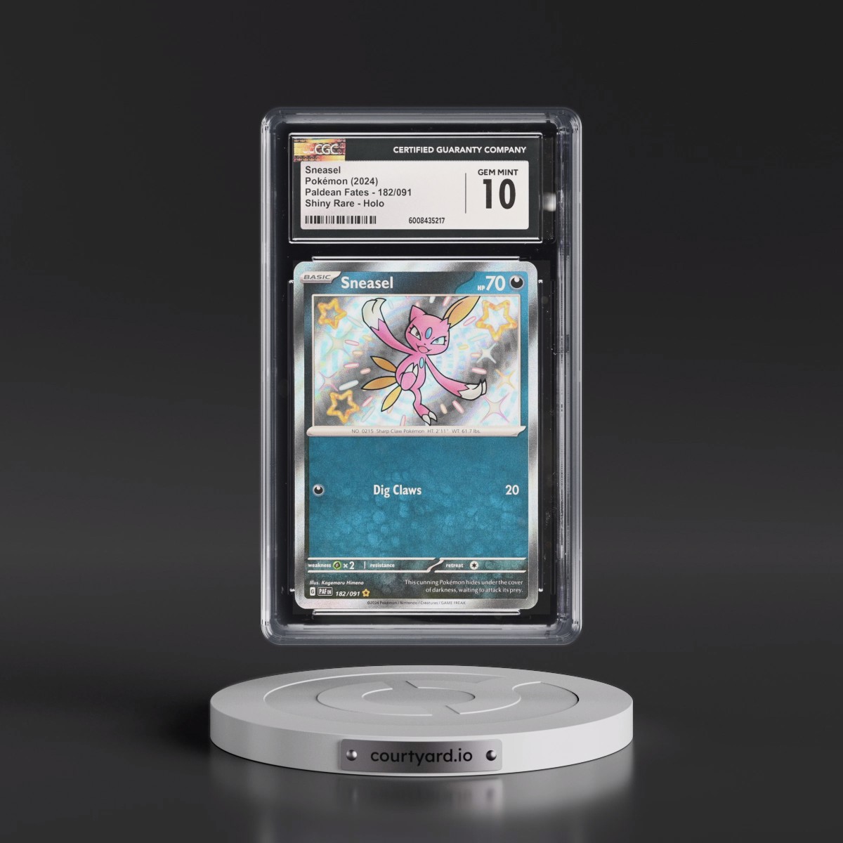 2024 Pokémon Paf EN-Paldean Fates #182 Sneasel - Shiny Rare (CGC 10 GEM MINT)