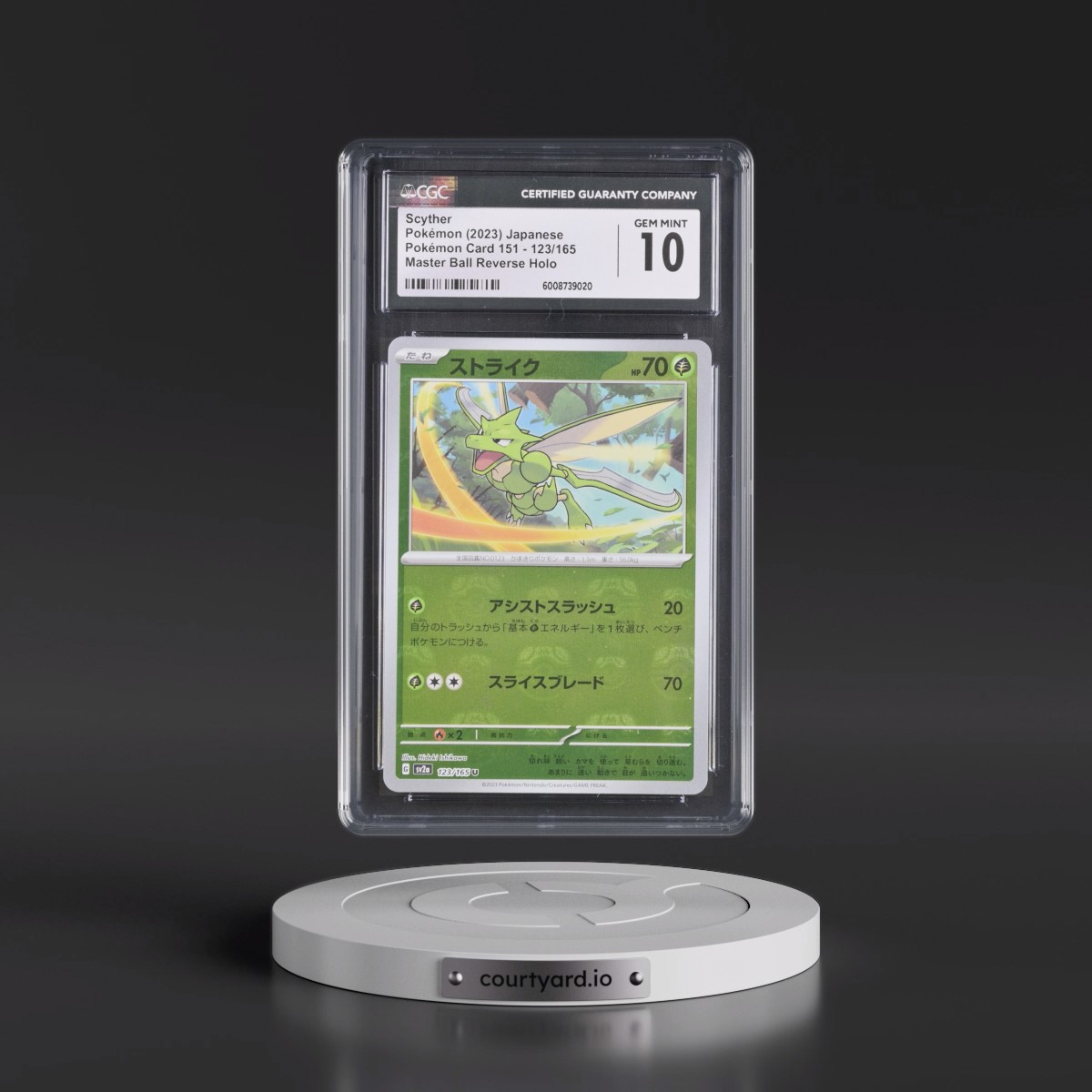 2023 Pokémon Card 151 Scyther - Reverse Holo Master Ball #123/165 CGC 10