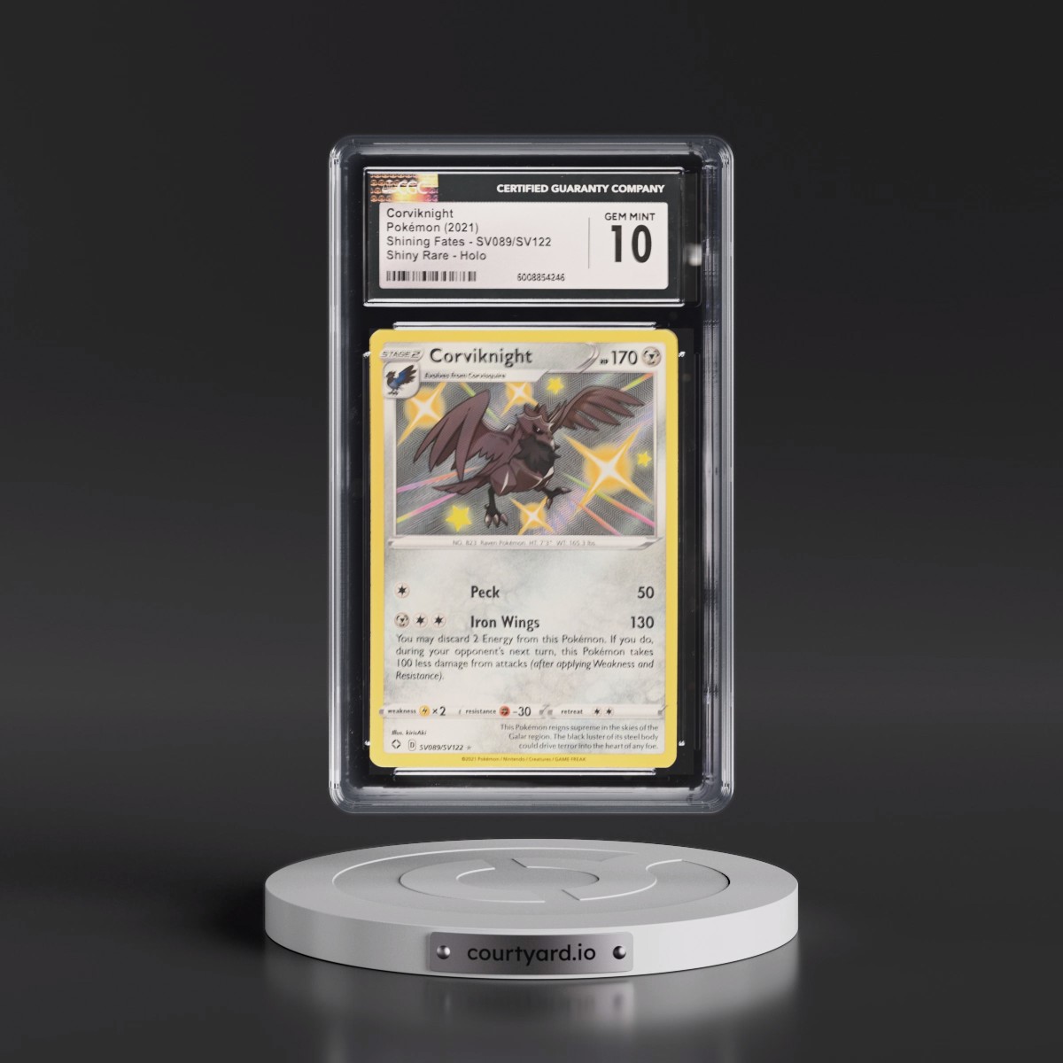 2021 Shining Fates #SV089/SV122 Corviknight - Shiny Vault Holo (CGC 10 GEM MINT)