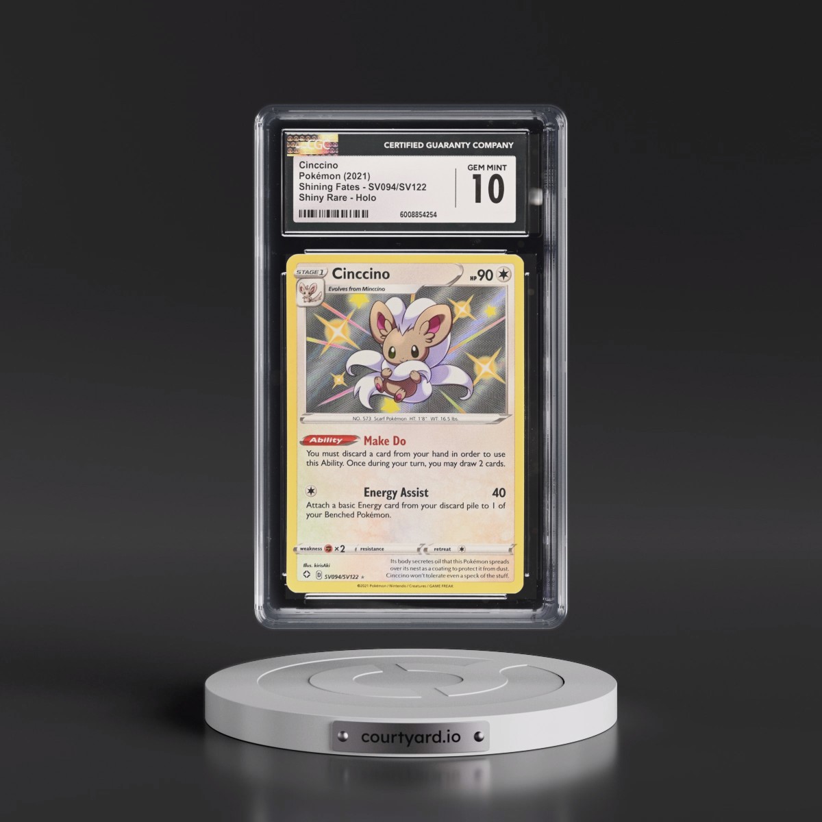 2021 Shining Fates #SV094/SV122 Cinccino - Shiny Vault Holo (CGC 10 GEM MINT)