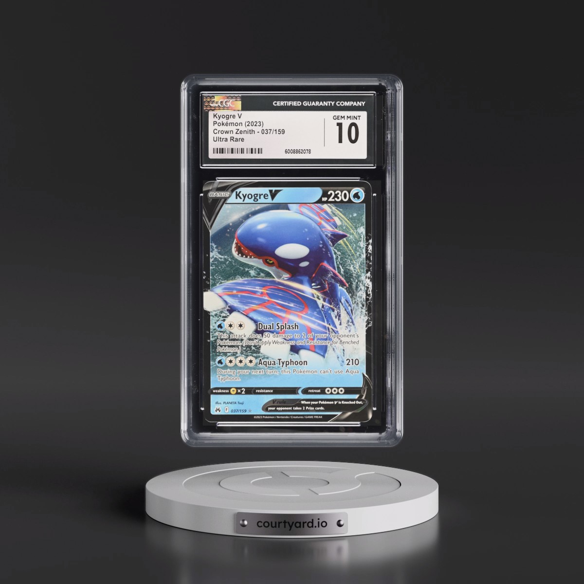 2023 Crown Zenith #037/159 Kyogre V - Holo (CGC 10 GEM MINT)
