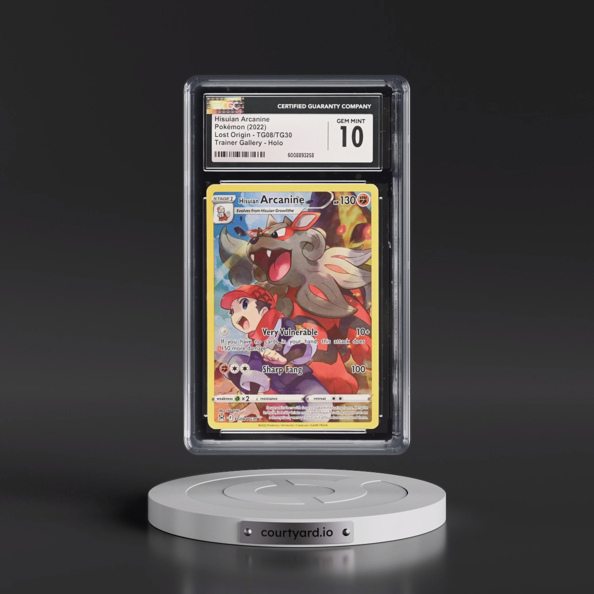 2022 Lost Origin #TG08/TG30 Hisuian Arcanine - Trainer Gallery Holo (CGC 10 GEM MINT)
