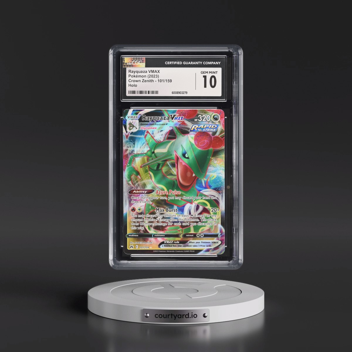 2023 Crown Zenith #101/159 Rayquaza VMAX - Holo (CGC 10 GEM MINT)