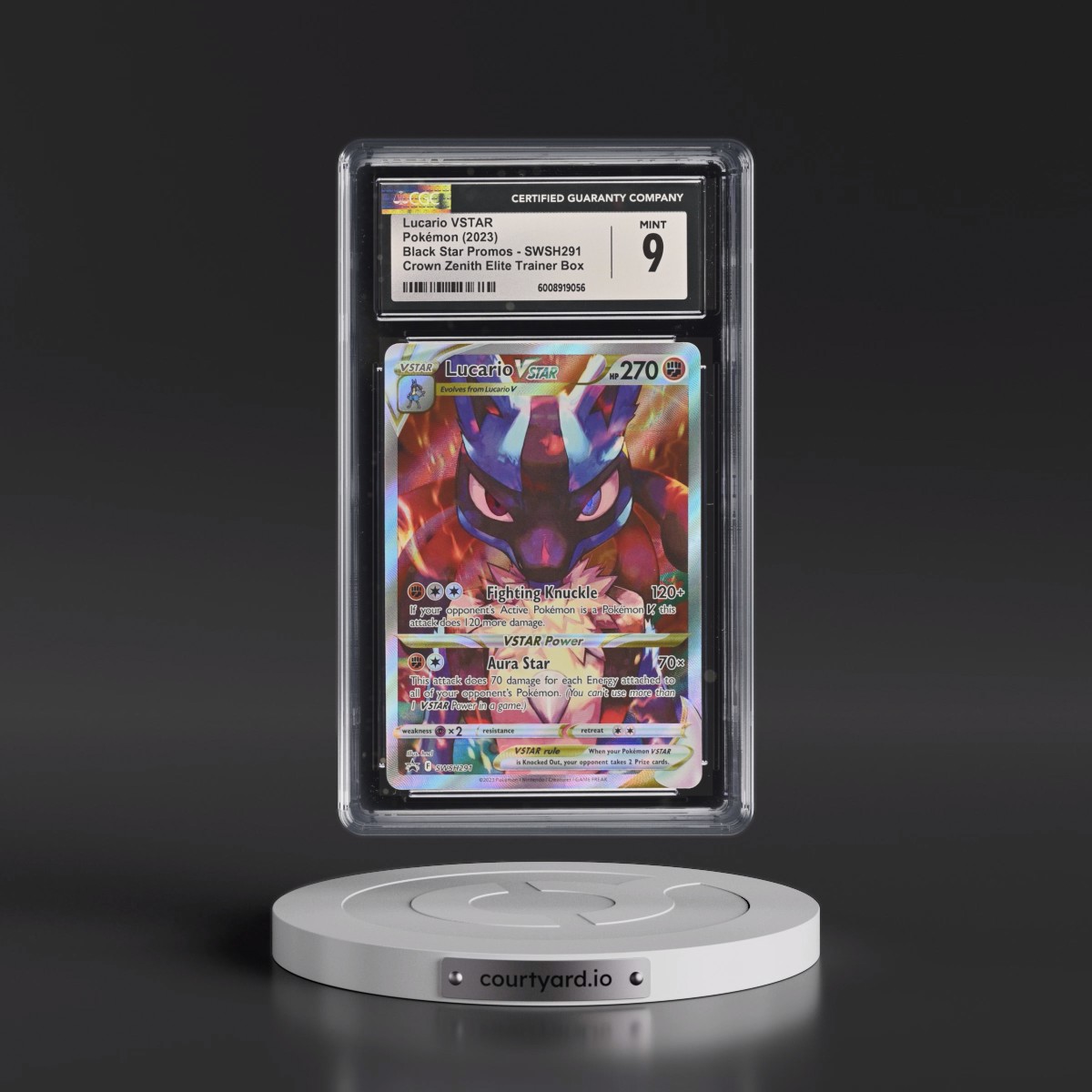 2017 Black Star Promos - Sword & Shield #SWSH291 Lucario VSTAR - Crown Zenith Elite Trainer Box (Holo) (CGC 9 MINT)