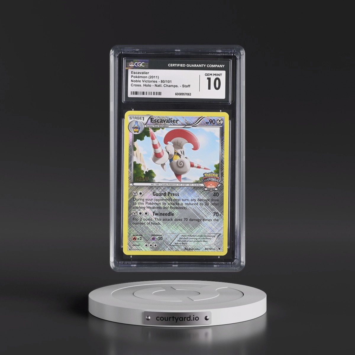 2011 Noble Victories #80/101 Escavalier - National Championships - Staff Crosshatch Holo (Cross. Holo) (CGC 10 GEM MINT)