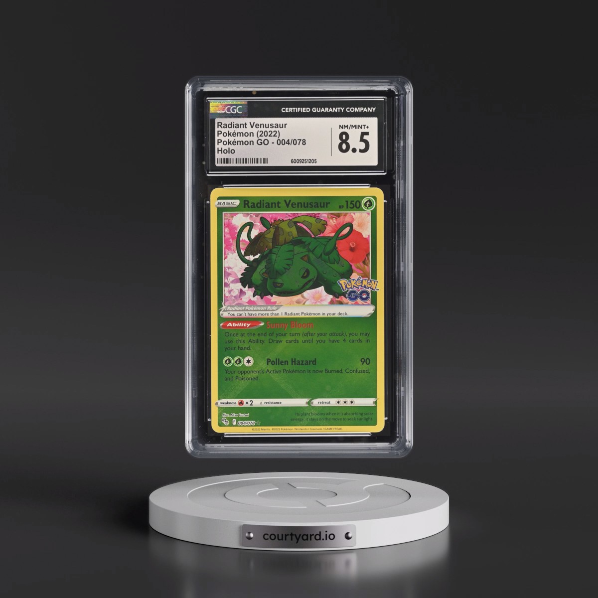 2022 Pokémon GO #004/078 Radiant Venusaur - Holo (CGC 8.5 NM-MT+)