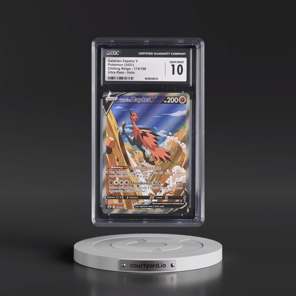 2021 Chilling Reign #174/198 Galarian Zapdos V - Ultra Rare Holo (CGC 10 GEM MINT)