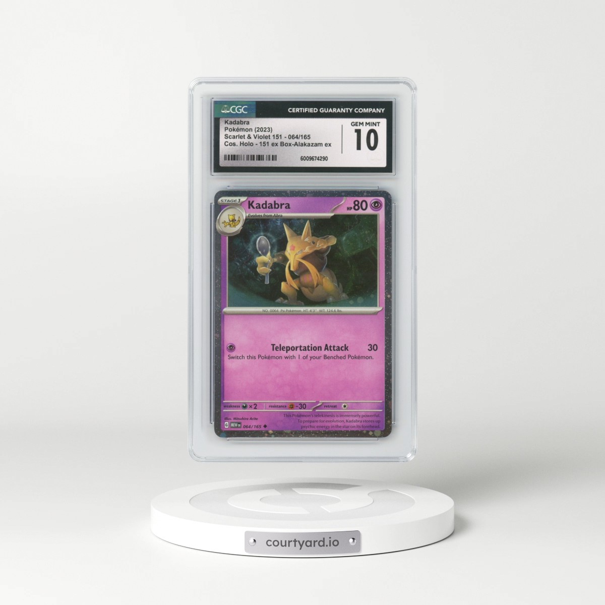 2023 Scarlet & Violet 151 - MEW EN #064/165 Kadabra - Cosmos Holo (Cos. Holo) 151 ex Box-Alakazam ex (CGC 10 GEM MINT)