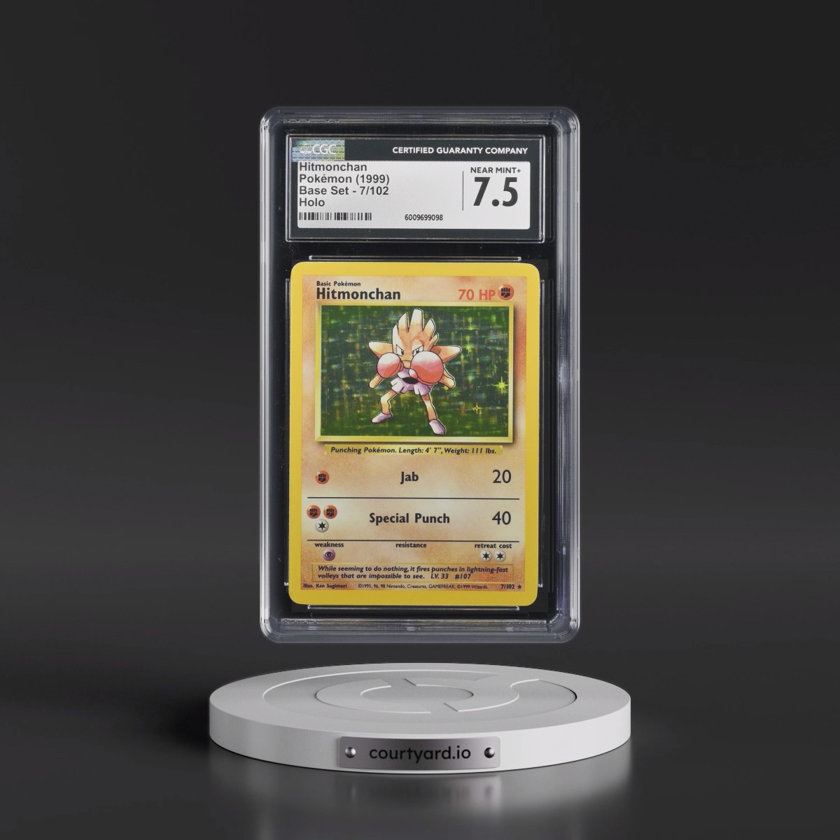 1999 Base Set #7/102 Hitmonchan - Holo (CGC 7.5 NM+)