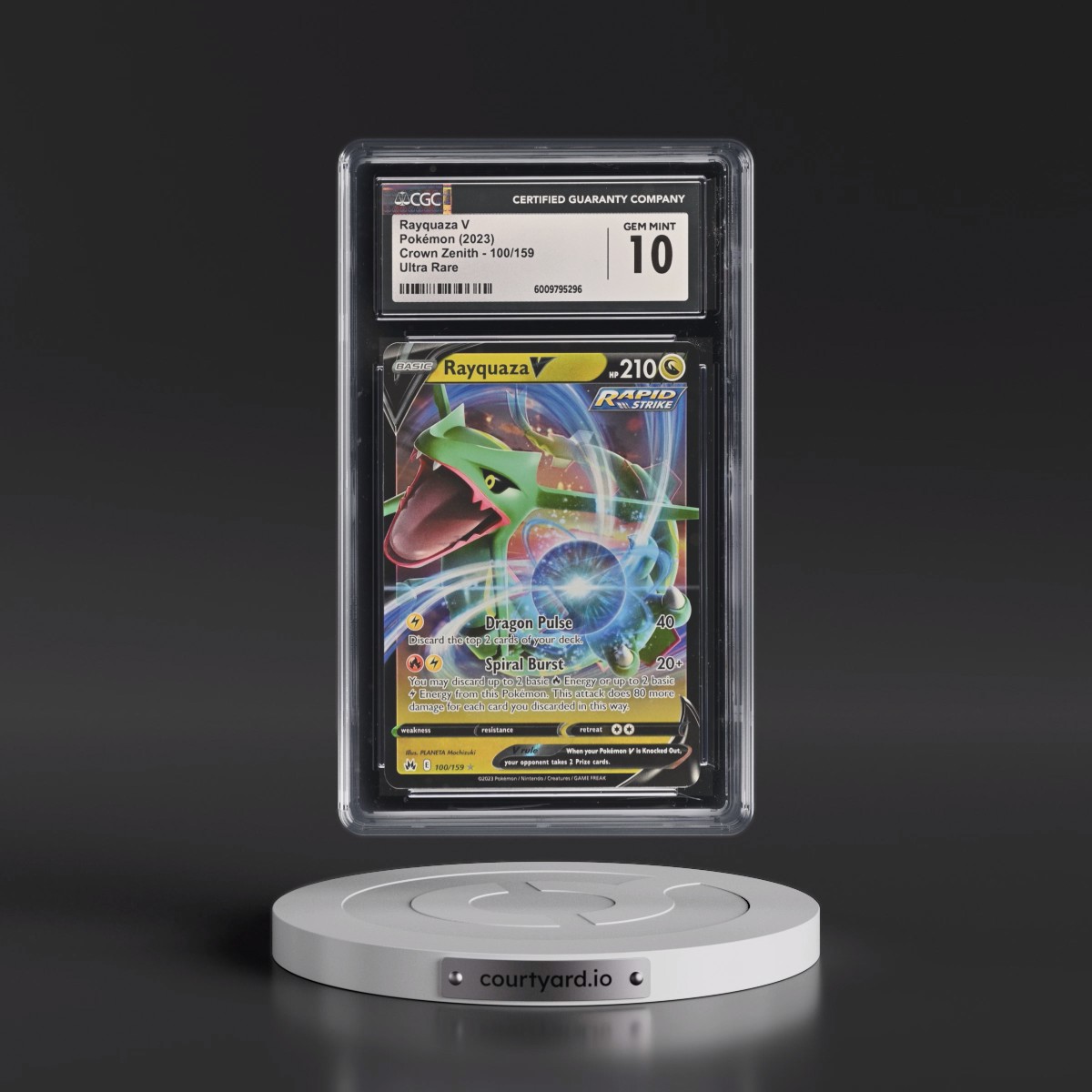 2023 Crown Zenith #100/159 Rayquaza V - Holo (CGC 10 GEM MINT)