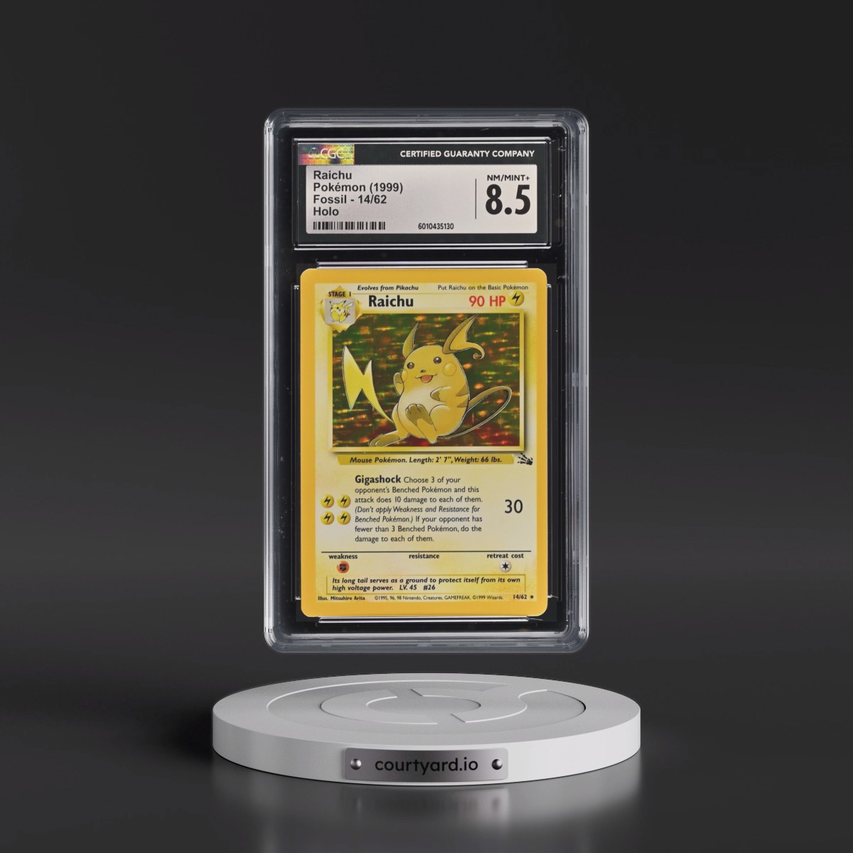 1999 Fossil #14/62 Raichu - Holo (CGC 8.5 NM-MT+)