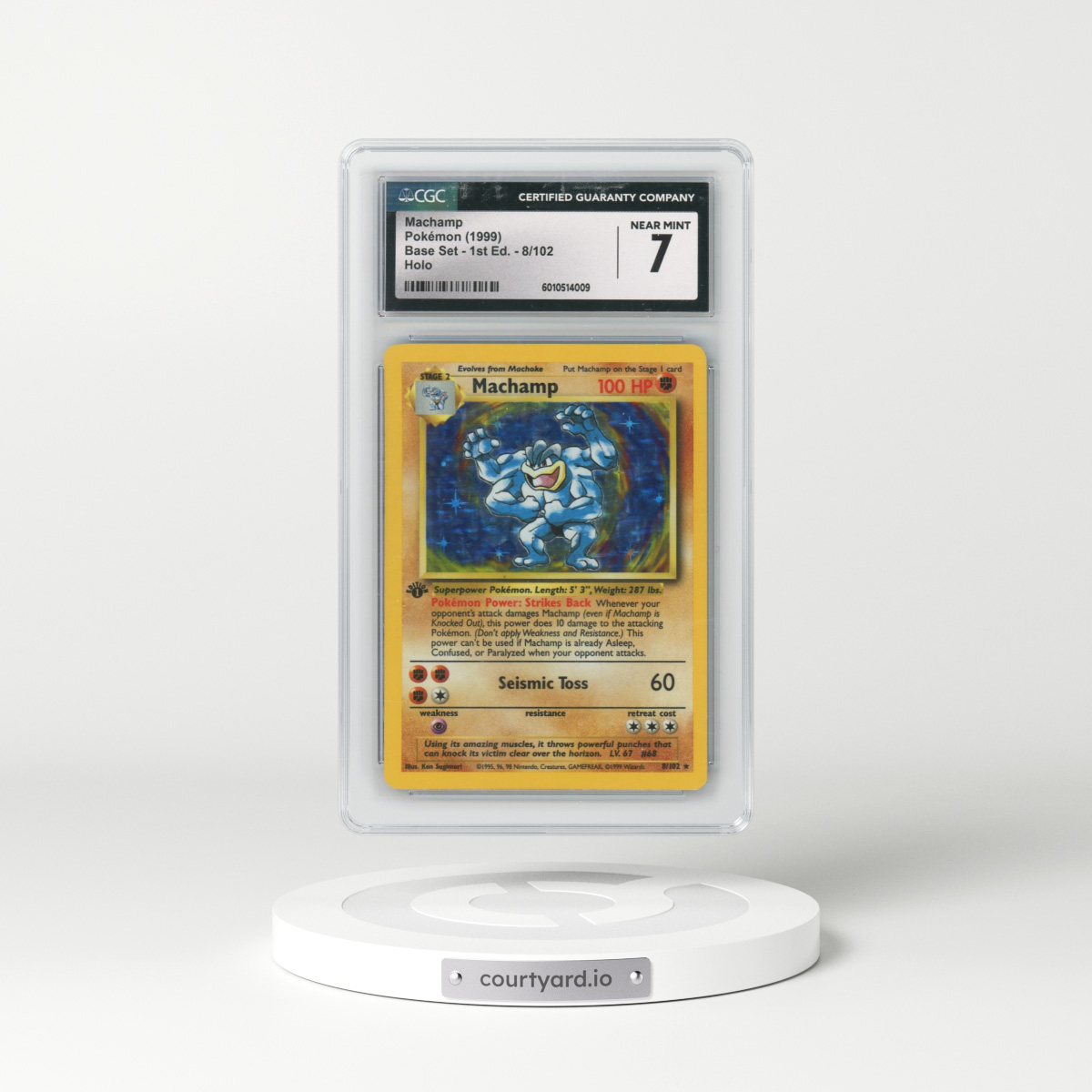 1999 Base Set #8/102 Machamp (With Shadow) - 1st Edition Holo (CGC 7 NM)