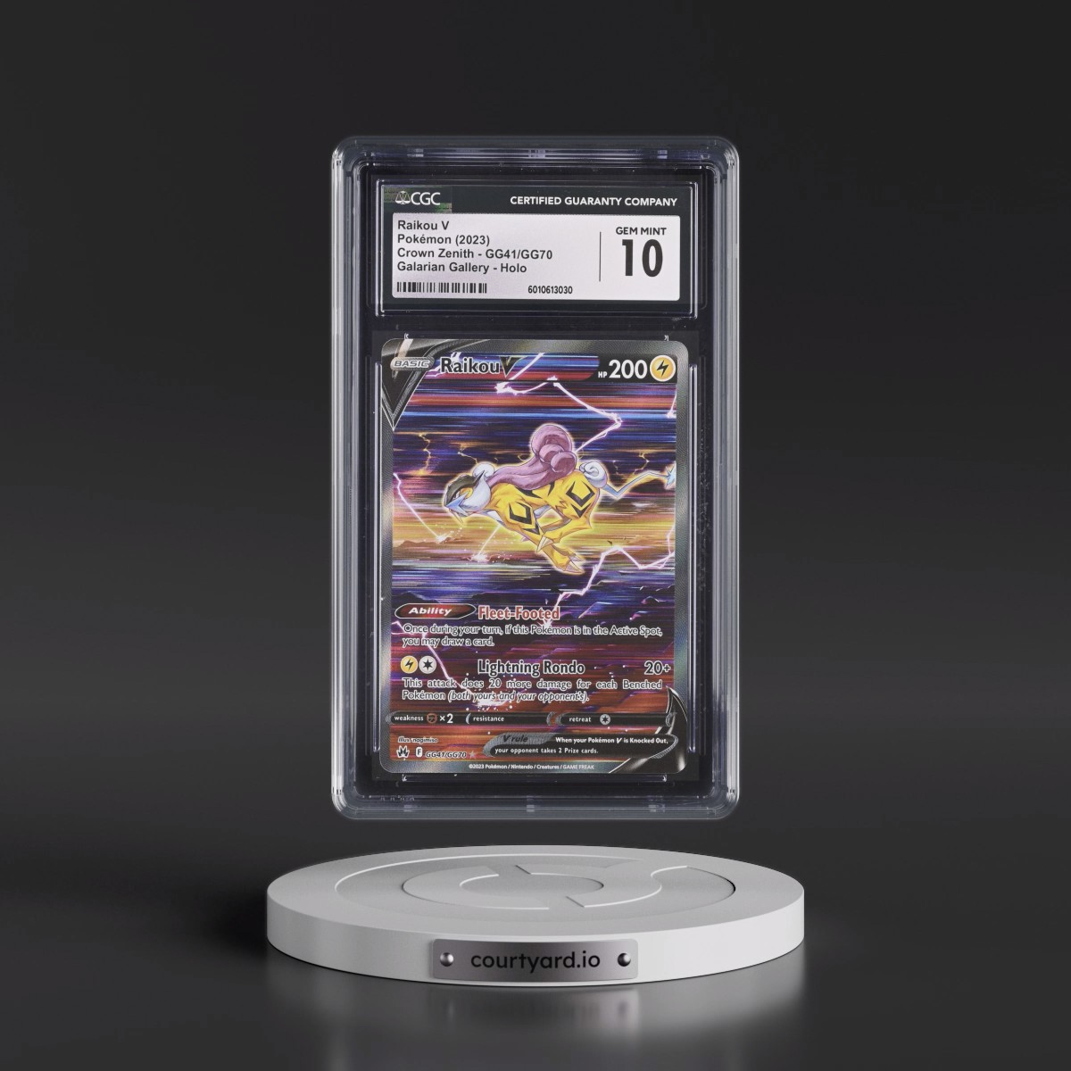2023 Crown Zenith #GG41/GG70 Raikou V - Galarian Gallery Holo (CGC 10 GEM MINT)