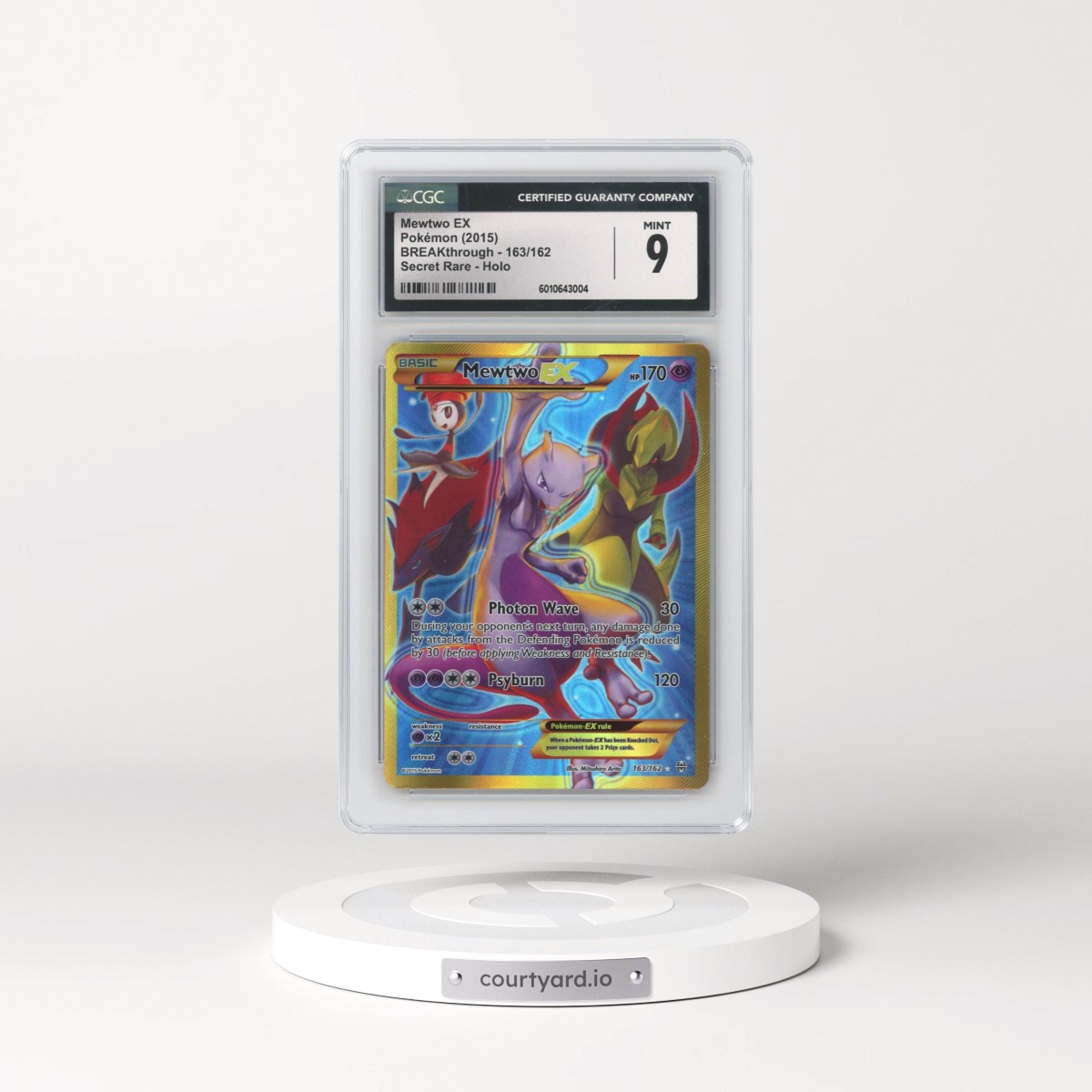 2015 BREAKthrough #163/162 Mewtwo EX - Secret Rare Holo (CGC 9 MINT)