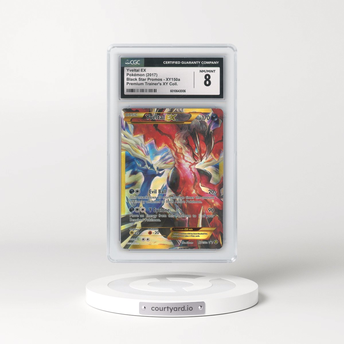 2017 Pokémon XY Black Star Promo #XY150a Yveltal EX - Holo Full Art Premium Trainer XY Collection (CGC 8 NM-MT)