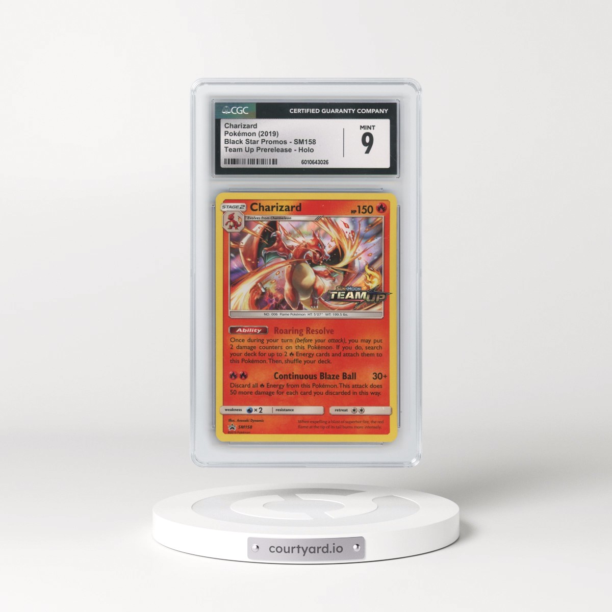 2016 Black Star Promos - Sun & Moon #SM158 Charizard - Team Up Prerelease Holo (CGC 9 MINT)