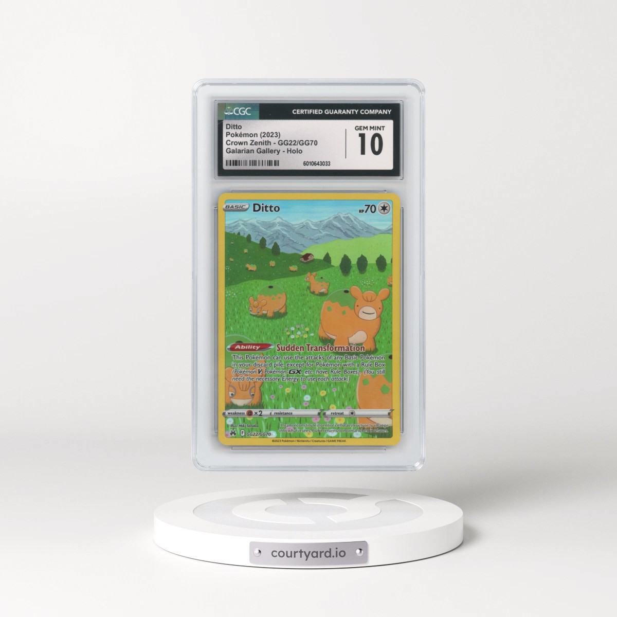 2022 Crown Zenith #GG22/GG70 Ditto - Galarian Gallery Holo (CGC 10 GEM MINT)