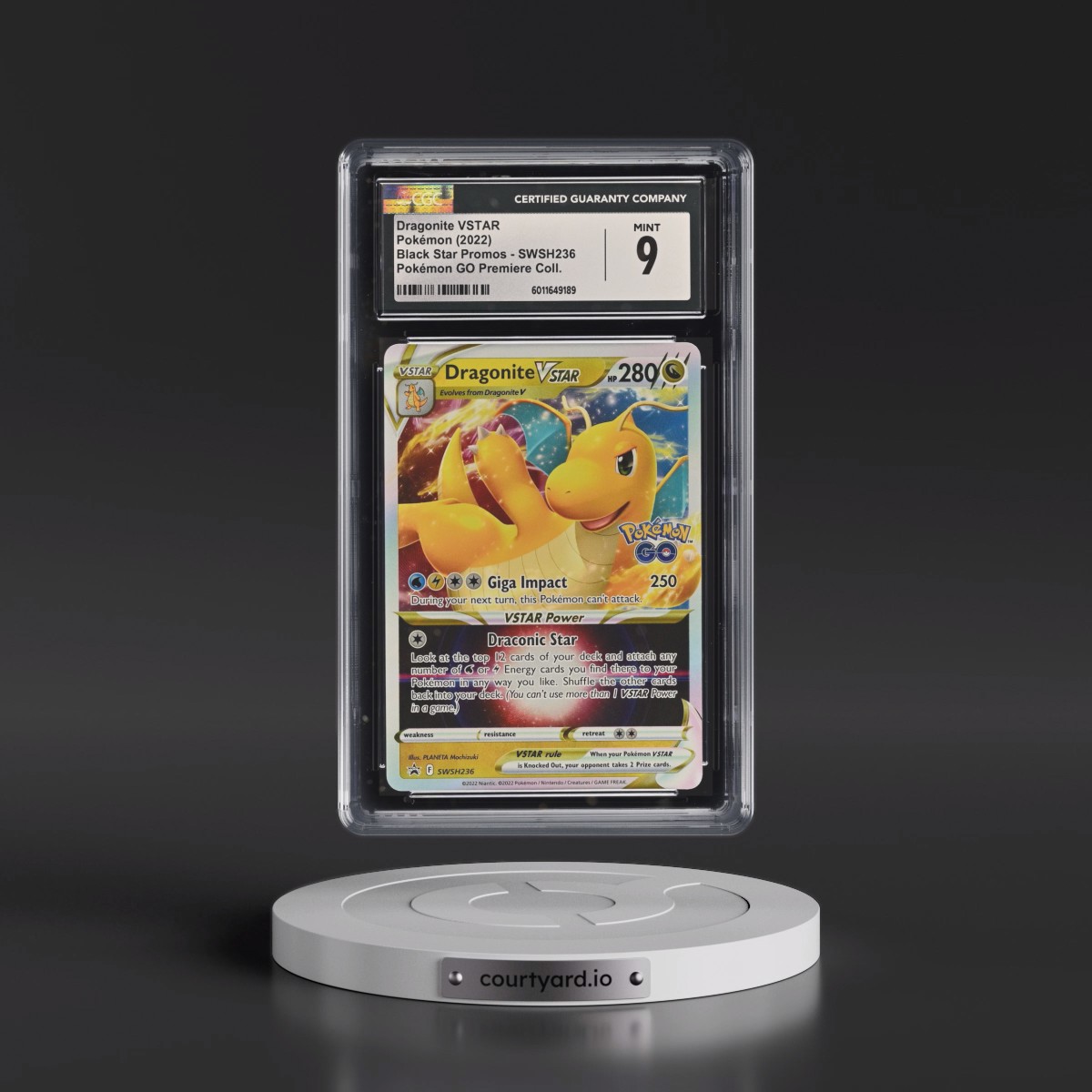 2017 Black Star Promos - Sword & Shield #SWSH236 Dragonite VSTAR - Pokémon GO Premier Deck Holder Collection (Holo) (CGC 9 MINT)