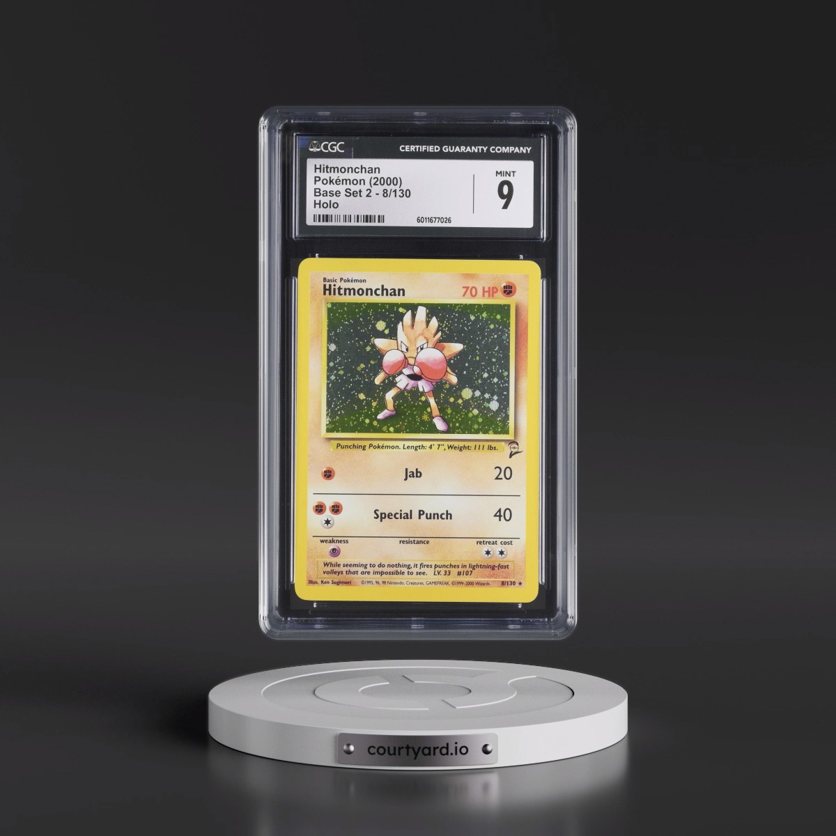 2000 Base Set 2 #8/130 Hitmonchan - Holo (CGC 9 MINT)
