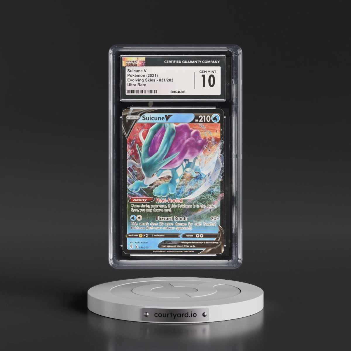 2021 Evolving Skies #031/203 Suicune V - Holo (CGC 10 GEM MINT)