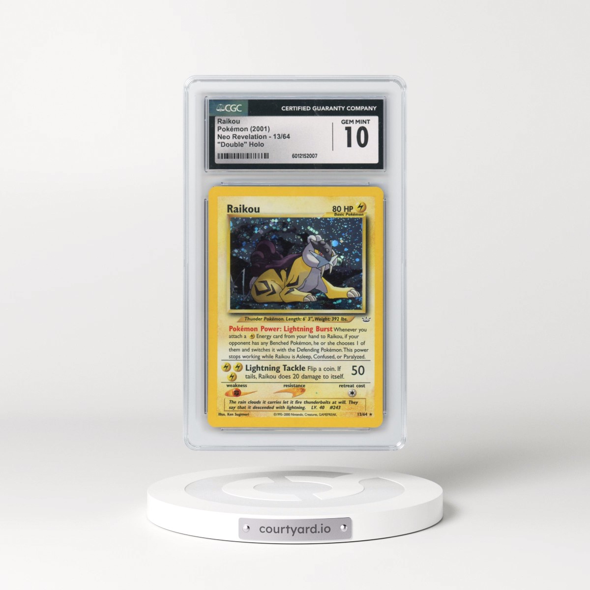 2001 Neo Revelation #13/64 Raikou - Holo (CGC 10 GEM MINT)
