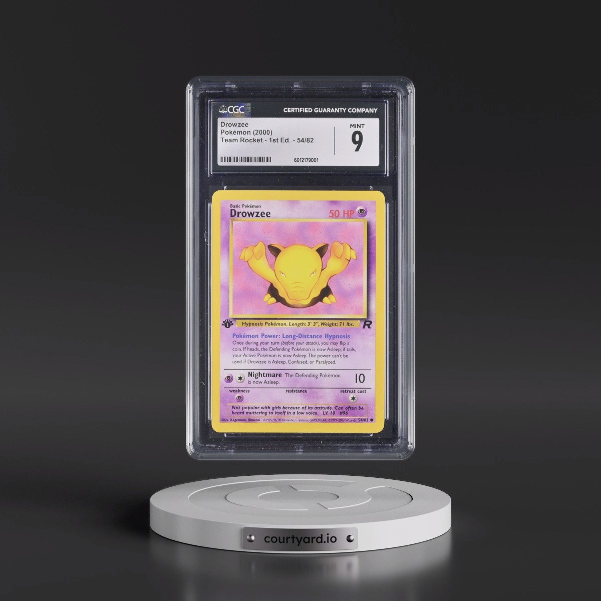 2000 Team Rocket #54/82 Drowzee - 1st Edition 1st Edition (CGC 9 MINT)