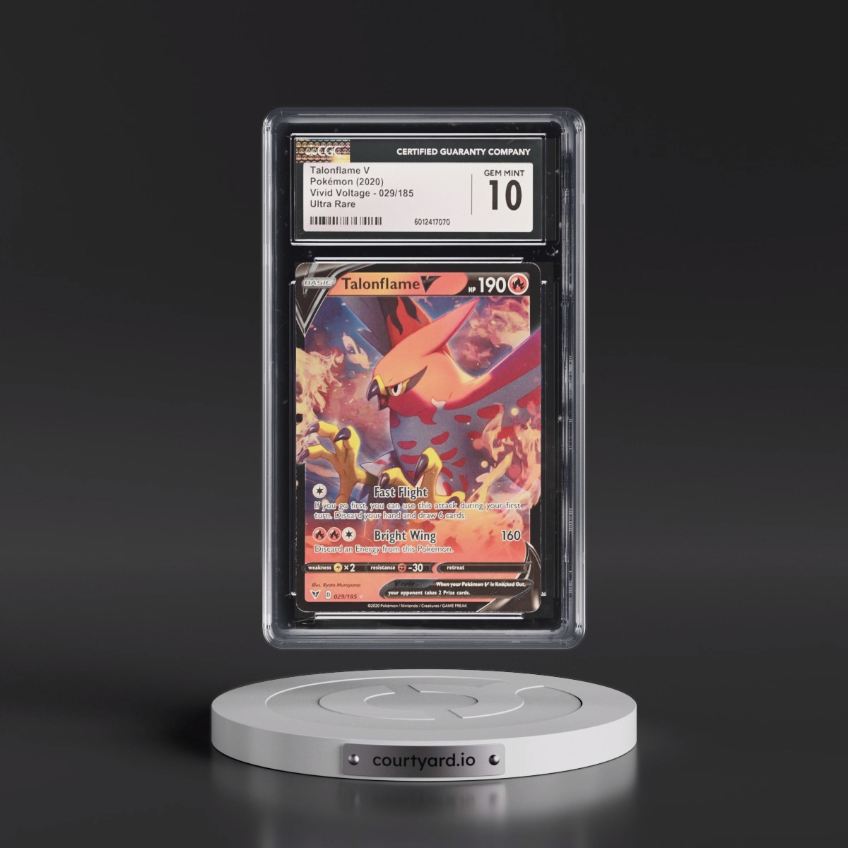 2020 Vivid Voltage #029/185 Talonflame V - Holo (CGC 10 GEM MINT)