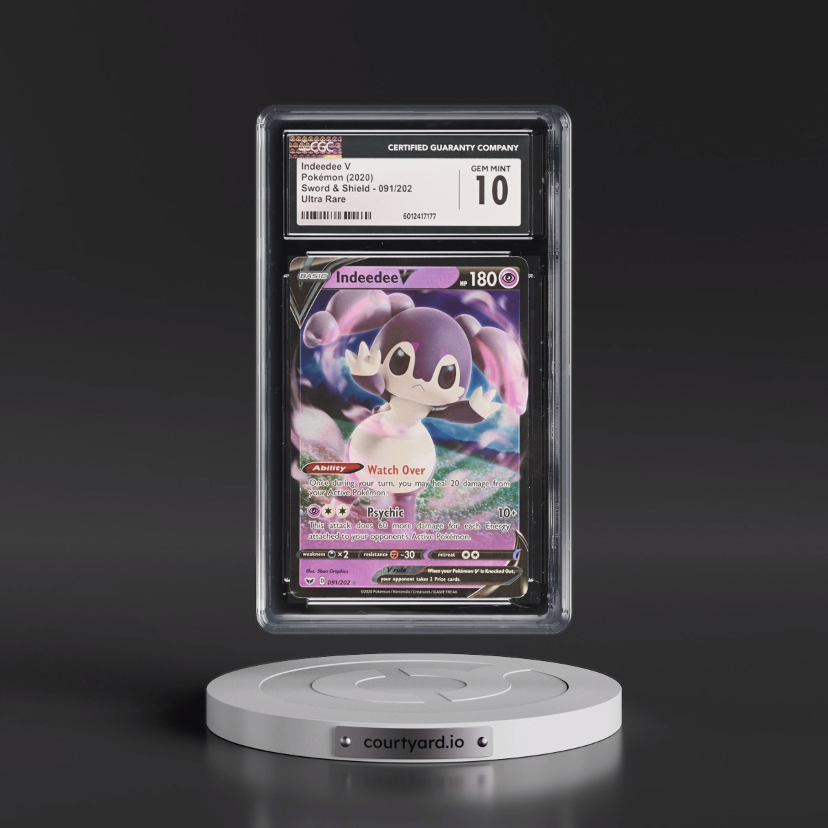 2020 Sword & Shield #091/202 Indeedee V - Holo (CGC 10 GEM MINT)