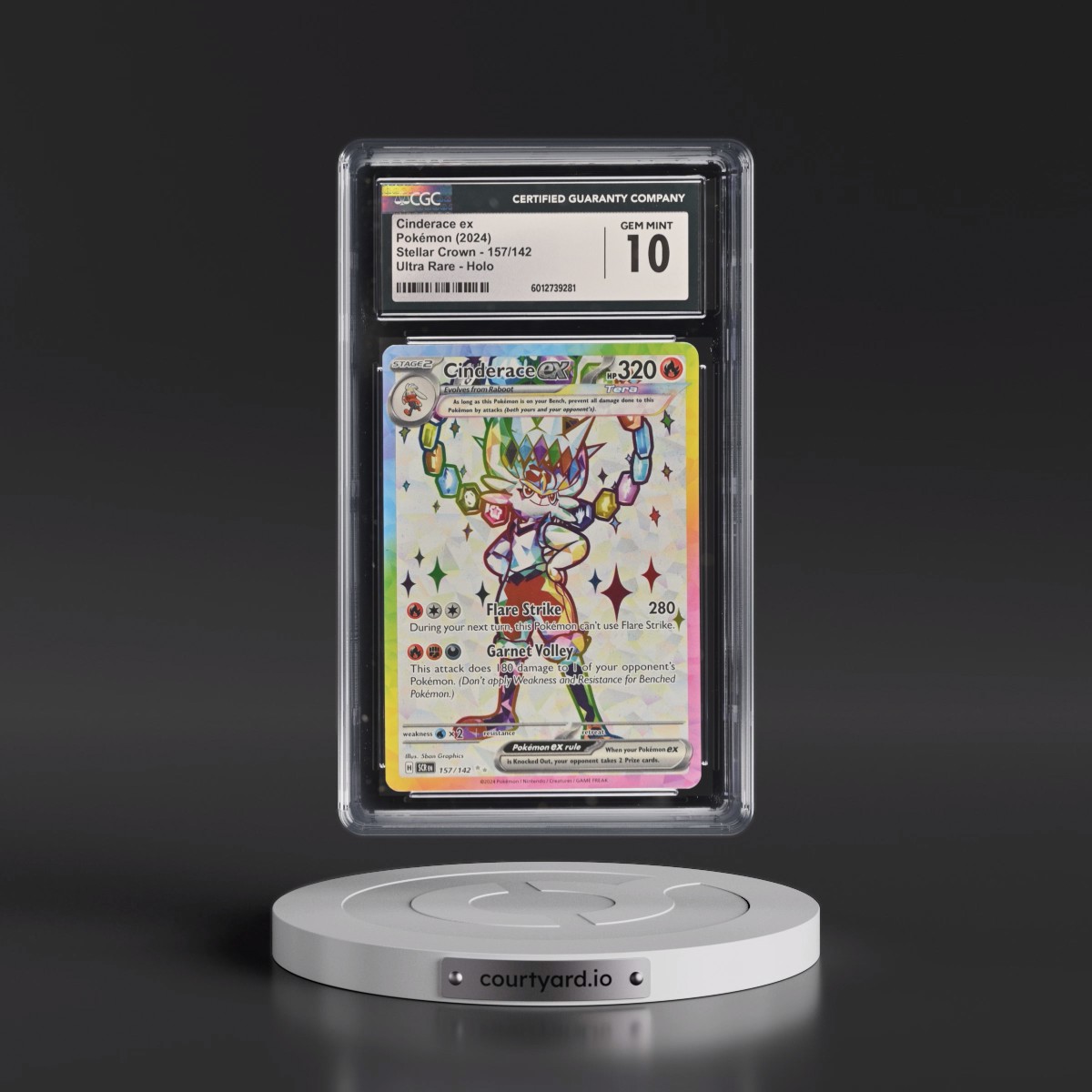 2024 Stellar Crown - SCR EN #157/142 Cinderace ex - Ultra Rare Holo (CGC 10 GEM MINT)