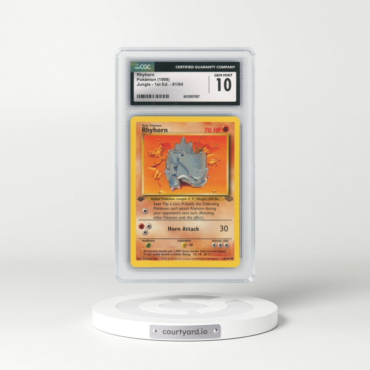 1999 Jungle #61/64 Rhyhorn - 1st Edition 1st Edition (CGC 10 GEM MINT)