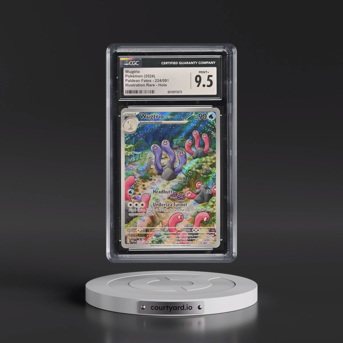 2024 Paldean Fates - PAF EN #224/091 Wugtrio - Illustration Rare Holo (CGC 9.5 MINT+)