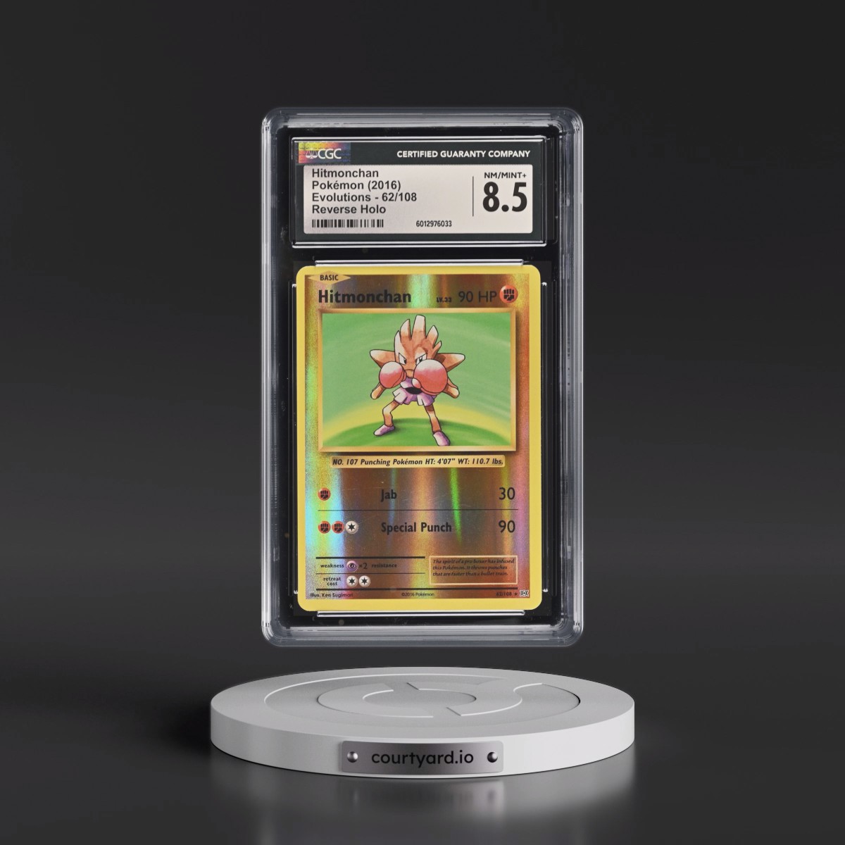 2016 Evolutions #62/108 Hitmonchan - Reverse Holo (CGC 8.5 NM-MT+)