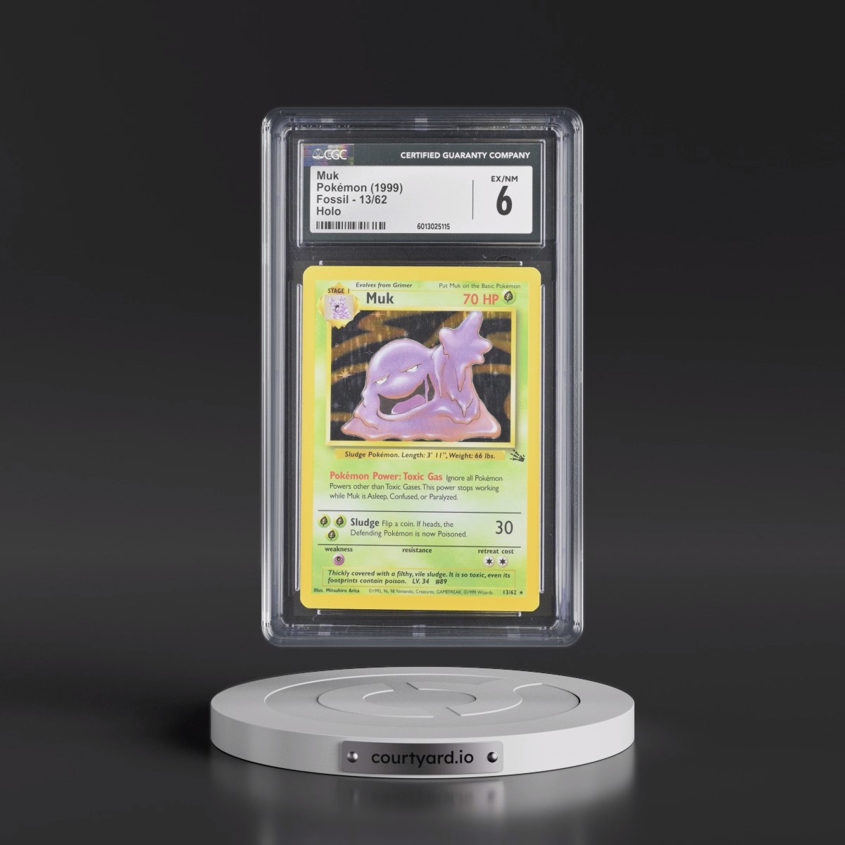 1999 Fossil #13/62 Muk - Galaxy Star Holo (CGC 6 EX-NM)
