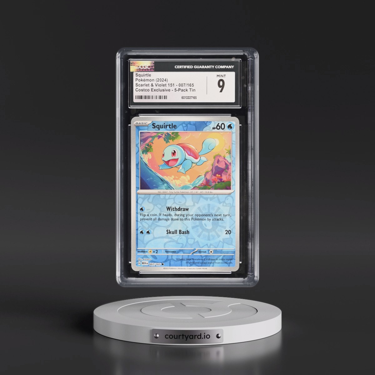 2023 Scarlet & Violet 151 - MEW EN #007/165 Squirtle - (Rev. Cos. Holo)Costco Exclusive (2023 on Card) 5-Pack Tin (CGC 9 MINT)