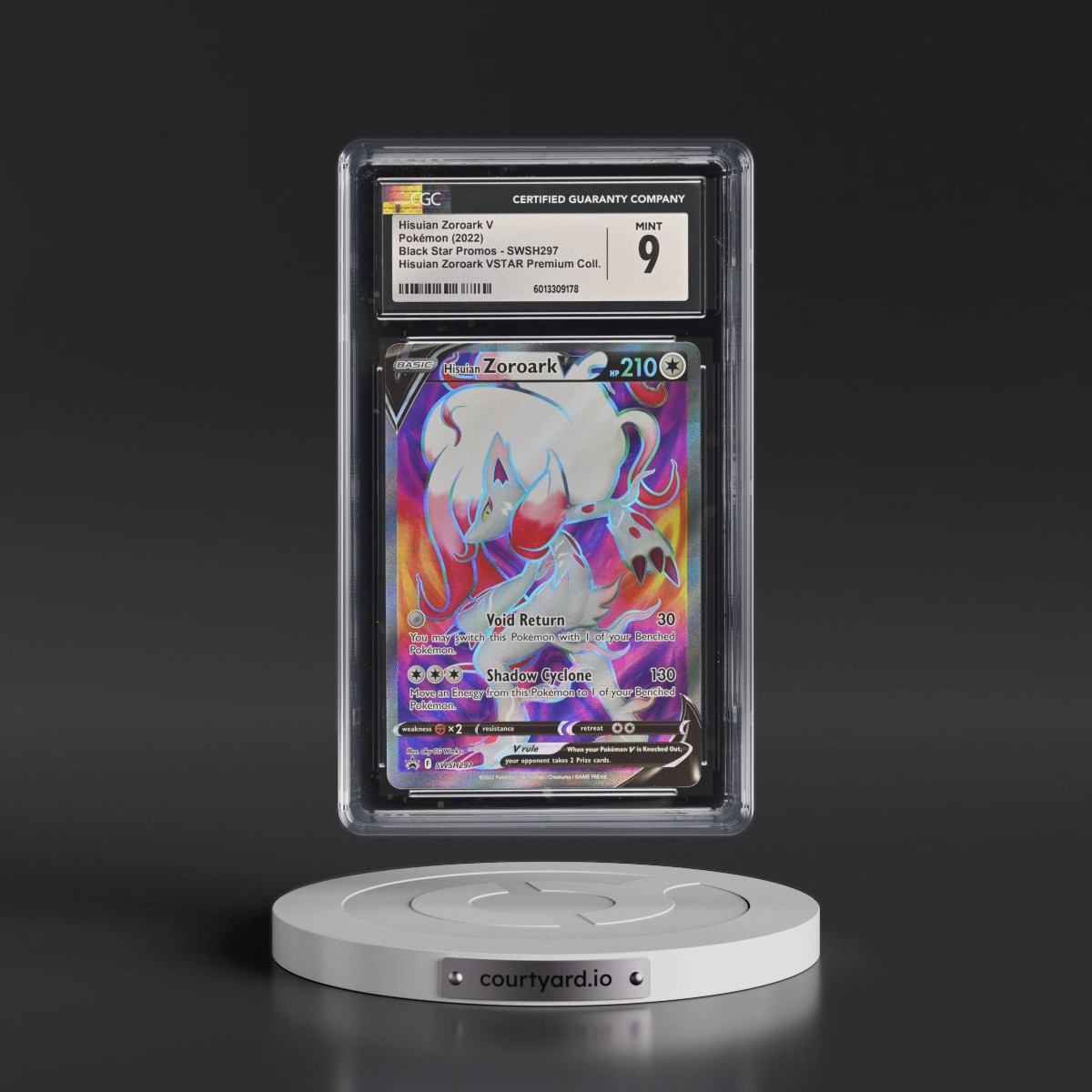 2017 Black Star Promos - Sword & Shield #SWSH297 Hisuian Zoroark V - Holo Hisuian Zoroark VSTAR Premium Collection (CGC 9 MINT)