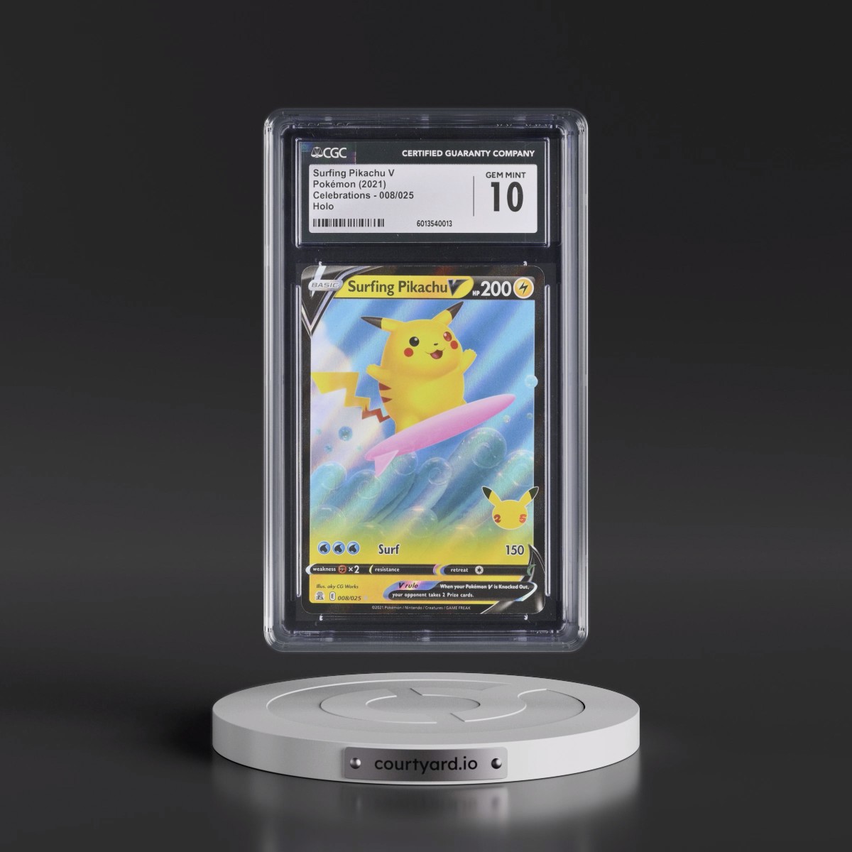 2021 Celebrations #008/025 Surfing Pikachu V - Holo (CGC 10 GEM MINT)
