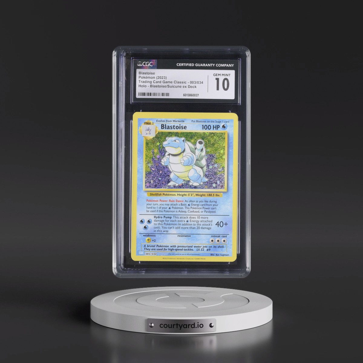 2023 Trading Card Game Classic - CLV, CLC, CLB #003/034 Blastoise - Blastoise & Suicune ex Deck - CLB Holo (CGC 10 GEM MINT)