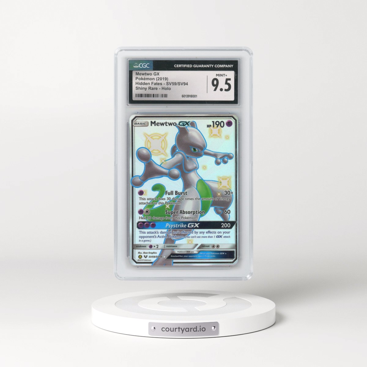 2019 Hidden Fates #SV59/SV94 Mewtwo GX - Shiny Vault Holo (CGC 9.5 MINT+)