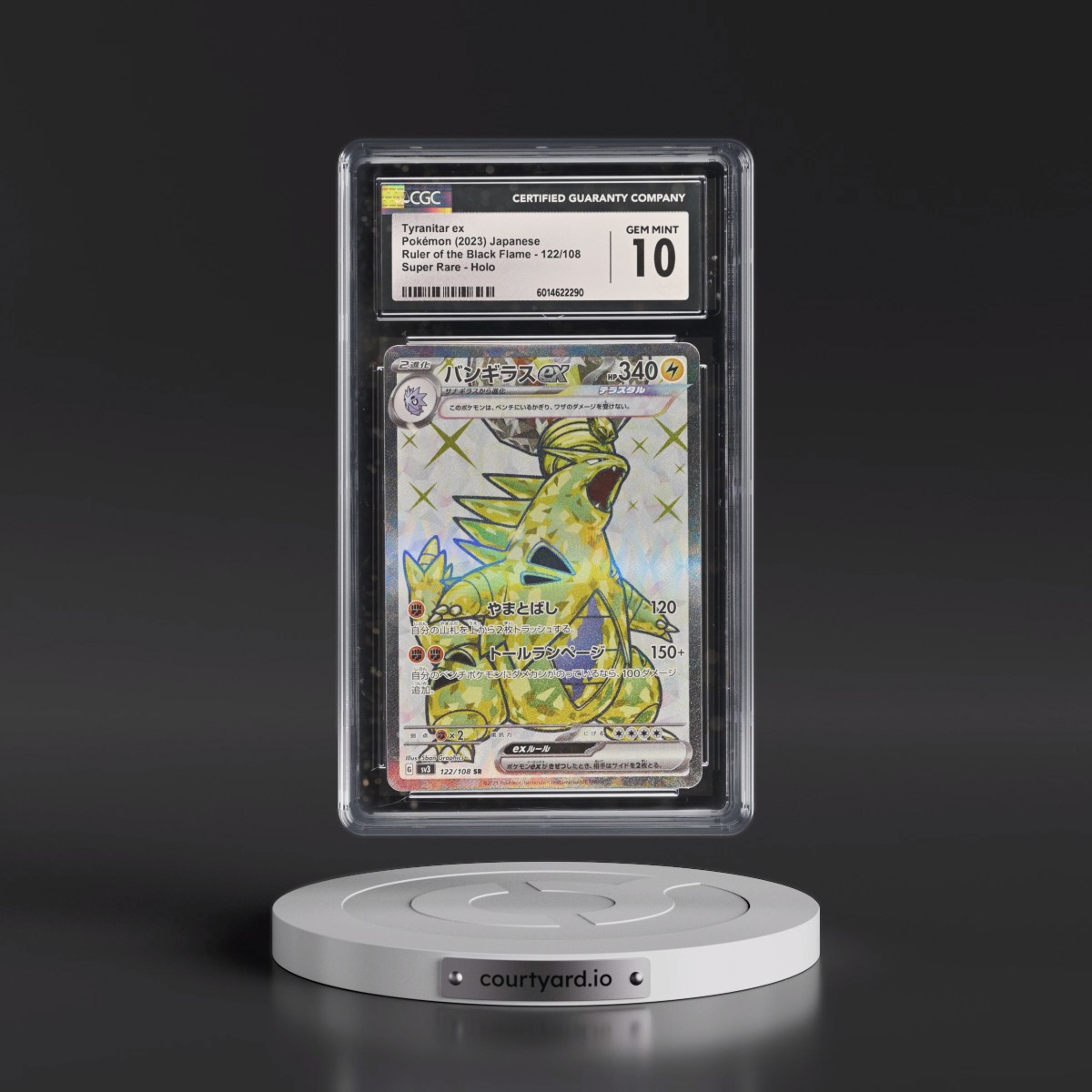 2023 Ruler of the Black Flame #122/108 Tyranitar ex - Super Rare Holo (CGC 10 GEM MINT)